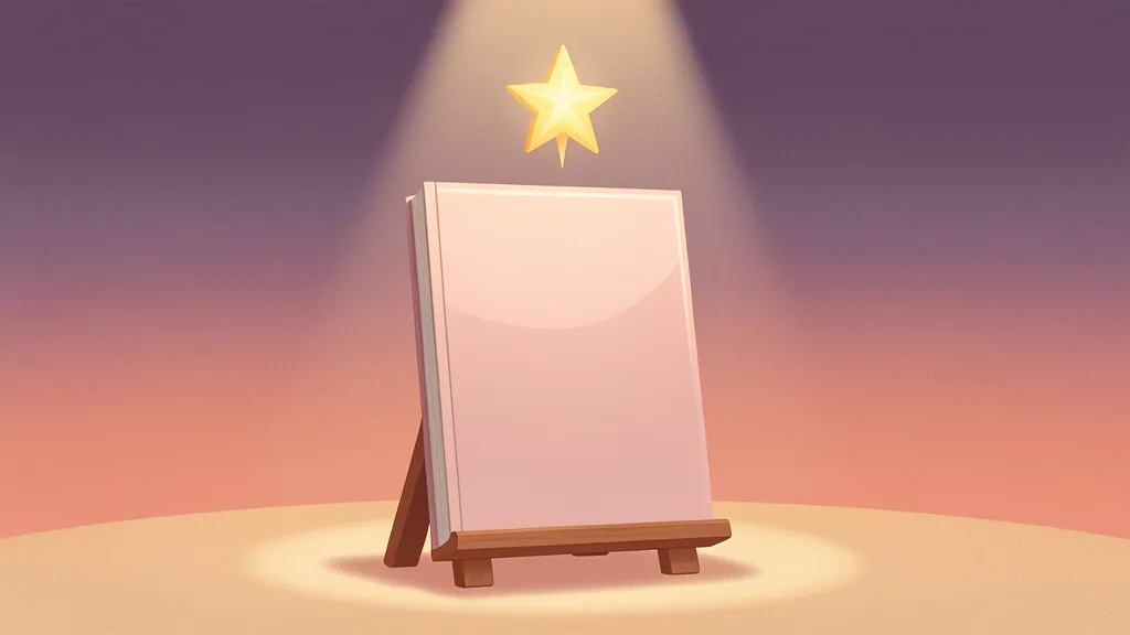 Illustration of a glossy magazine on a stand under a spotlight with a star above it